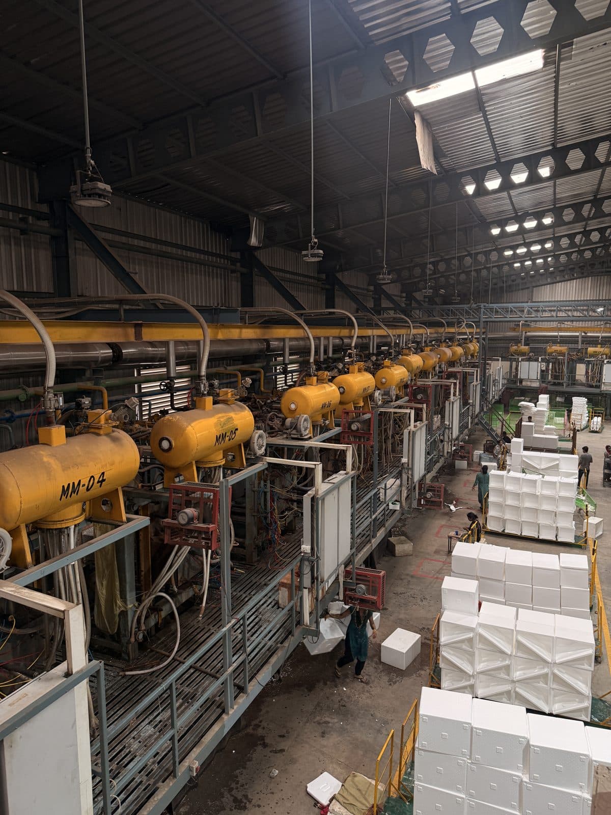 EPS moulding lines inside the KR Thermopack factory in Faridabad